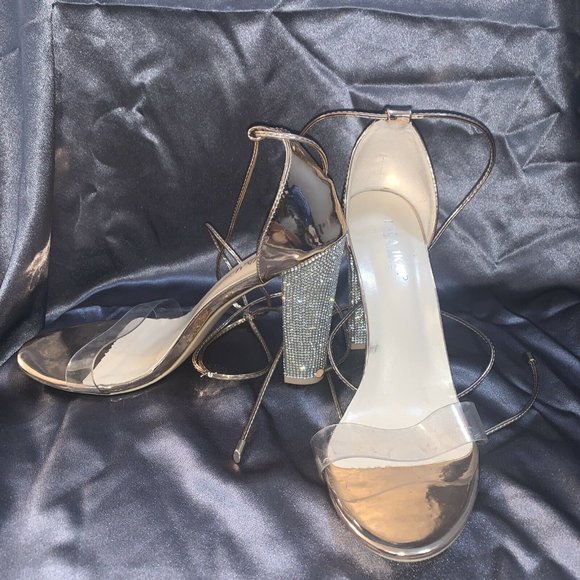 LALA IKAI Rose Gold Wrap Sandals Bling 43 - Picture 1 of 9